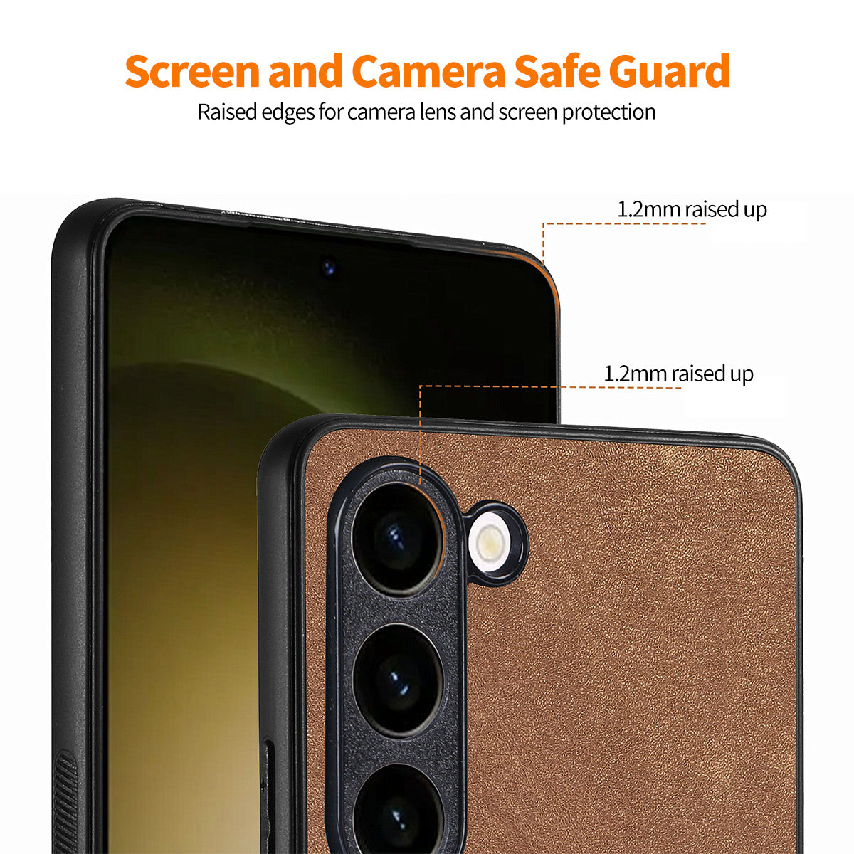 ENKAY HAT PRINCE For Samsung Galaxy S23 Retro Phone Case Leather Coated PC Cover with 0.18mm High Aluminium-silicon Glass Film ENKAY HAT PRINCE For Samsung Galaxy S23 Retro Phone Case Leather Coated PC Cover with 0.18mm High Aluminium-silicon Glass Film